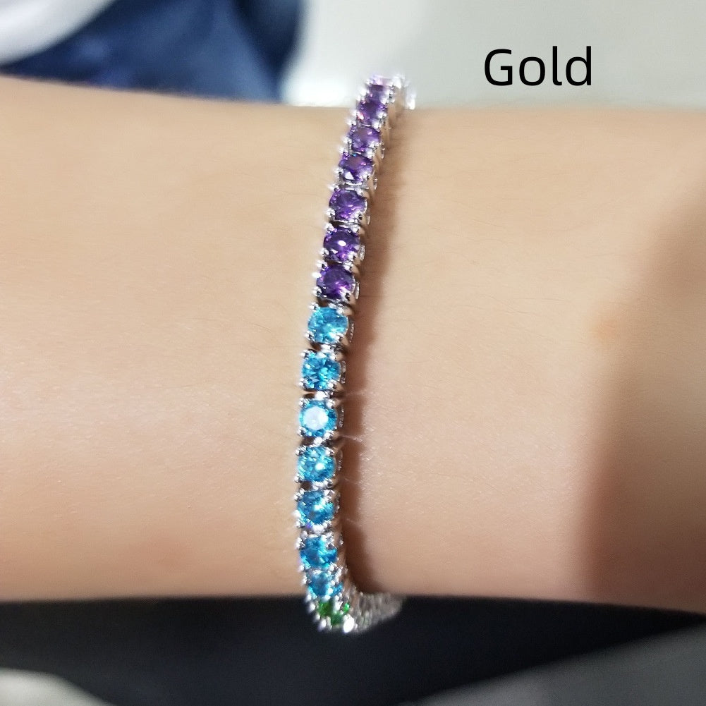 Ornament Minimalist Hip Hop Bracelet Copper Color Zircon