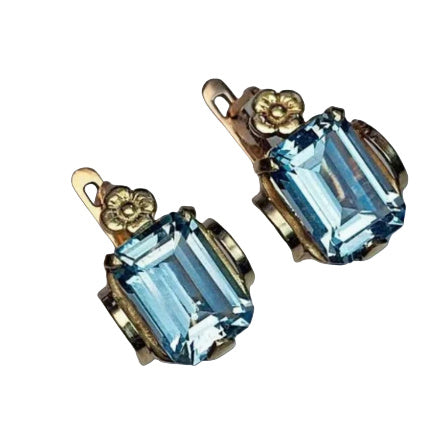 Square Rock Candy Earrings Navy Blue Topaz Stud Earrings