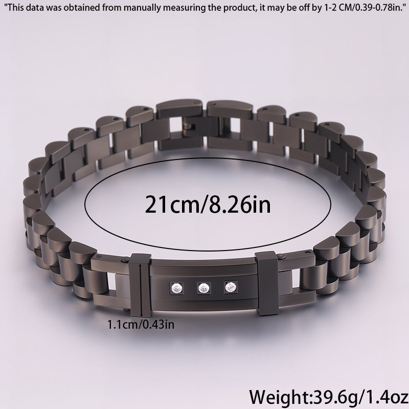Women's Simple And Versatile Diamond Inlaid Curved Titanium Steel Bracelet