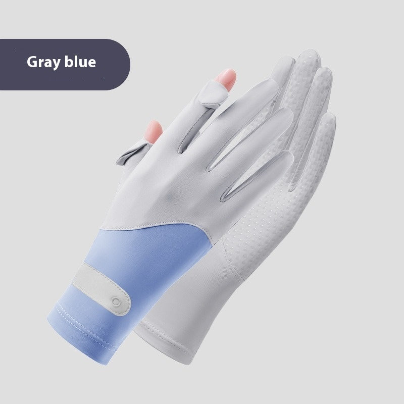 Ice Silk Sun Protection Gloves Lightweight Anti-slip Touch Screen UV Protection
