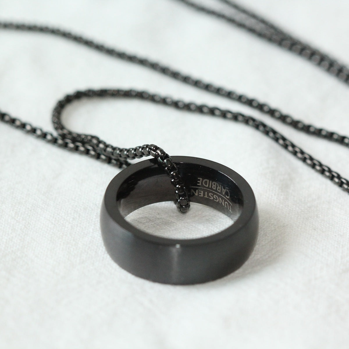 Men's Casual Versatile Pearl Chain Plain Circle Pendant Necklace