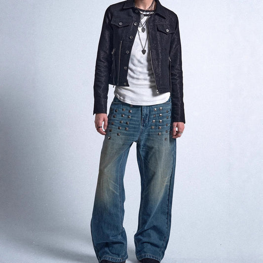 Women's Fashion High Street Gothic American Personalized Loose Jeans