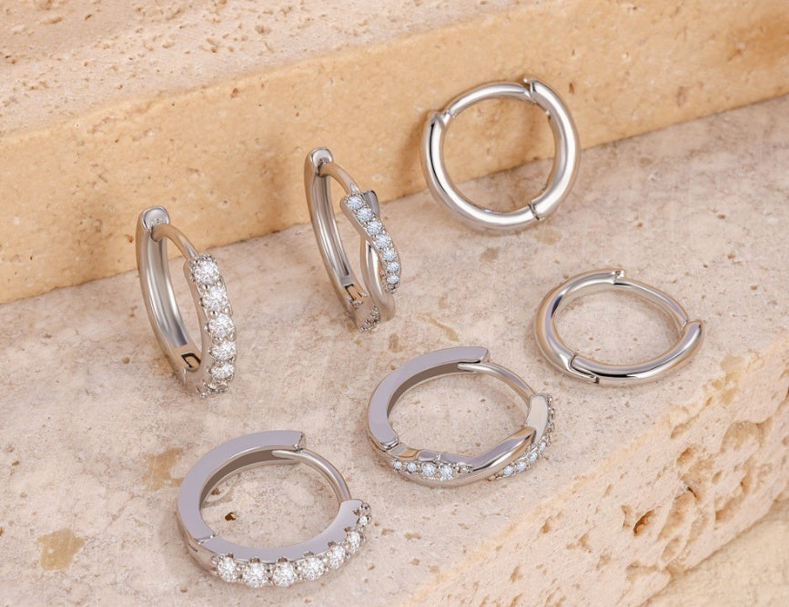 Twist Copper Earrings Studded With Zircon Set