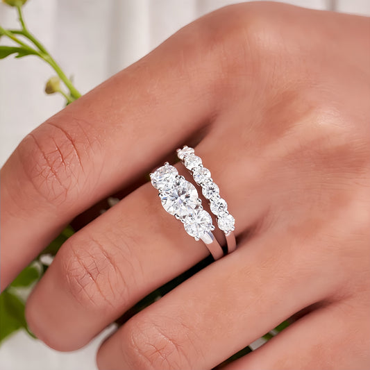 Classic Sansheng Sanshi Couple Rings Twist Twisted String Zircon Lines