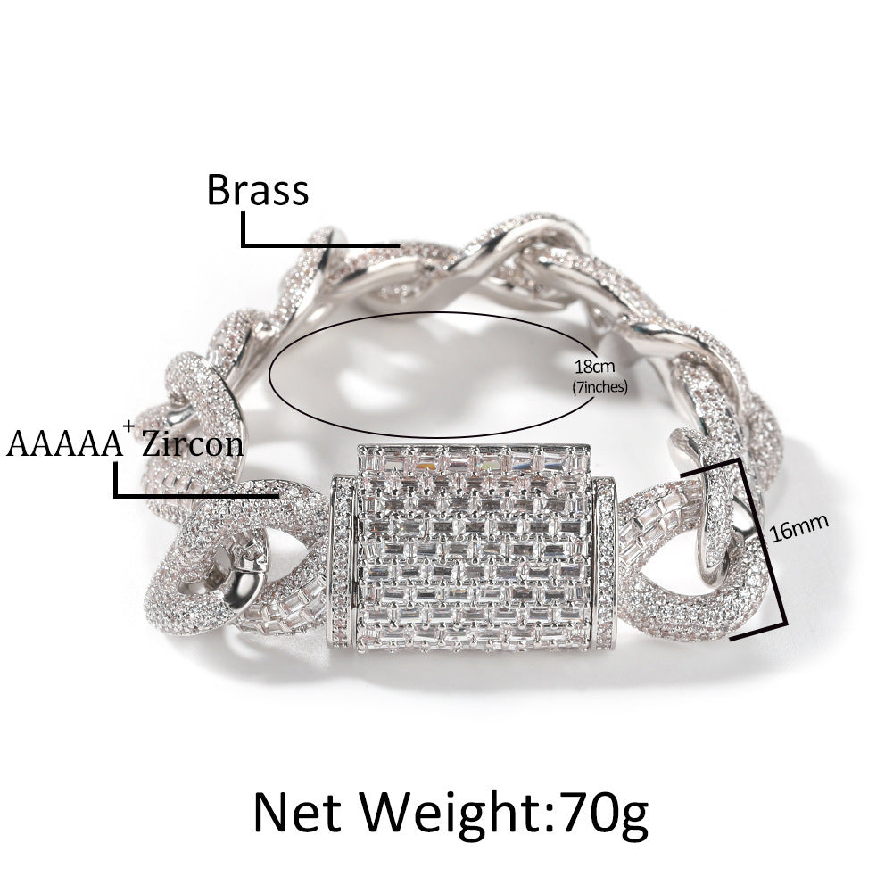 Hip Hop Necklace Silver Mixed Inlaid Zircon Personality High Sense Ornament