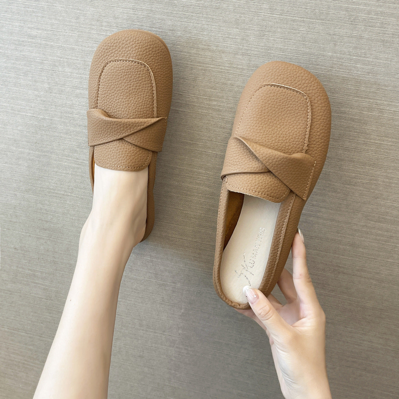 Closed Toe Loafers Half Slippers Women Soft Bottom Heel Grandma Shoes Sandals Women