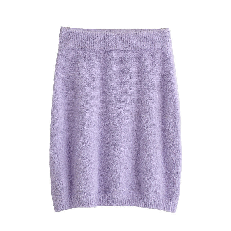 Mink-like Wool Skirt Women's Classic Style Knitted Skirt Hip Skirt