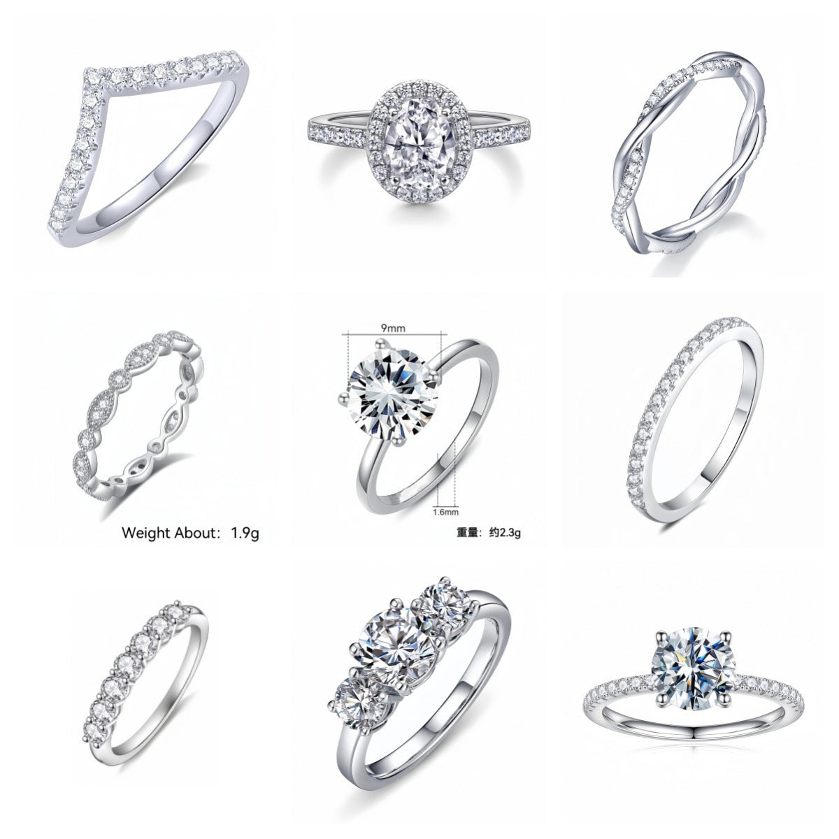 Classic Sansheng Sanshi Couple Rings Twist Twisted String Zircon Lines