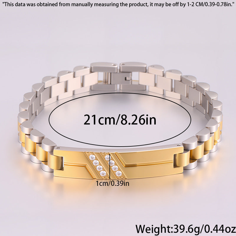 Women's Simple And Versatile Diamond Inlaid Curved Titanium Steel Bracelet