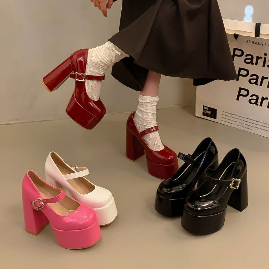 Waterproof Platform Thick Heel Thick Bottom Main Mary Jane Shoes