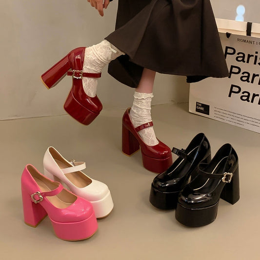 Waterproof Platform Thick Heel Thick Bottom Main Mary Jane Shoes