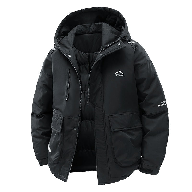 New Minimalist Solid Color Tie Drawstring Loose And Warm Cotton-padded Coat