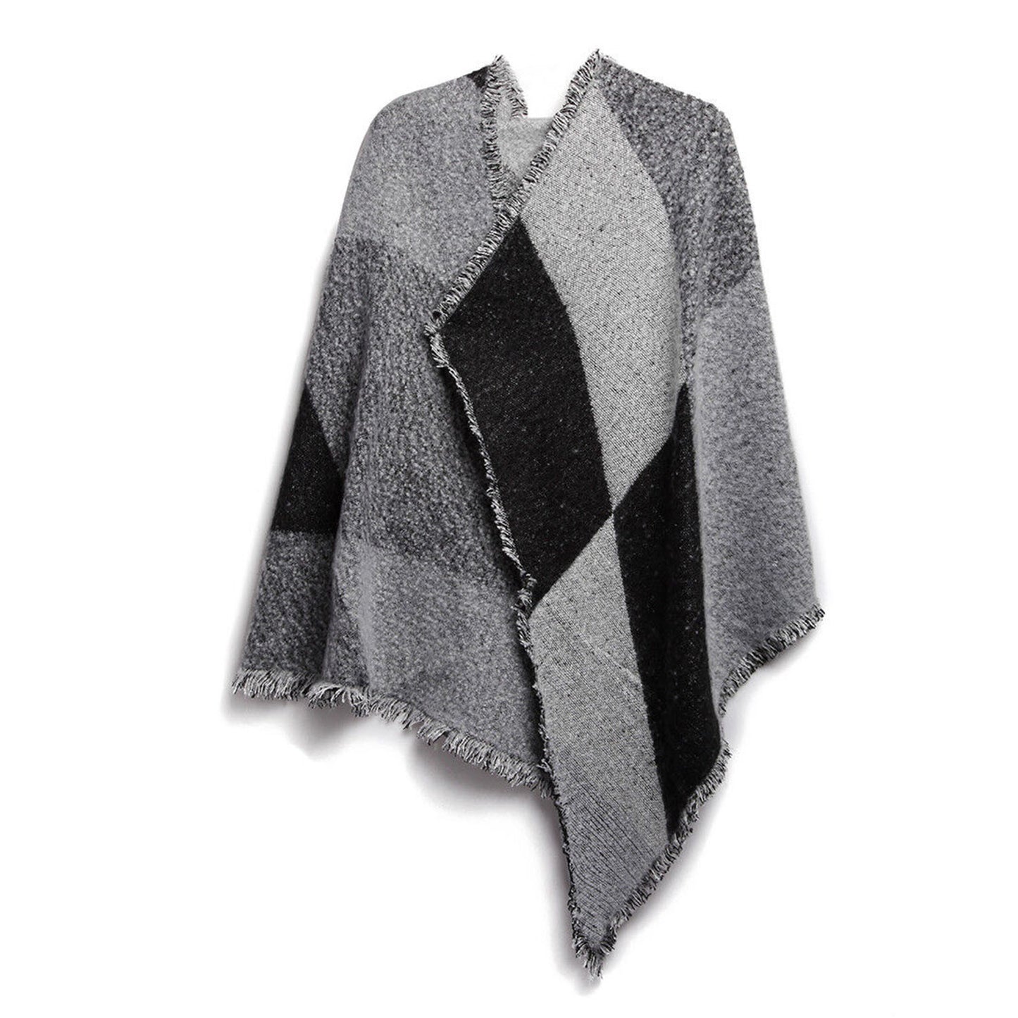 1Pc Women Winter Warm Scarf 74.8x25.6In Long Soft Knitted Shawl Extra Thick Plaid Blanket Wrap Cape