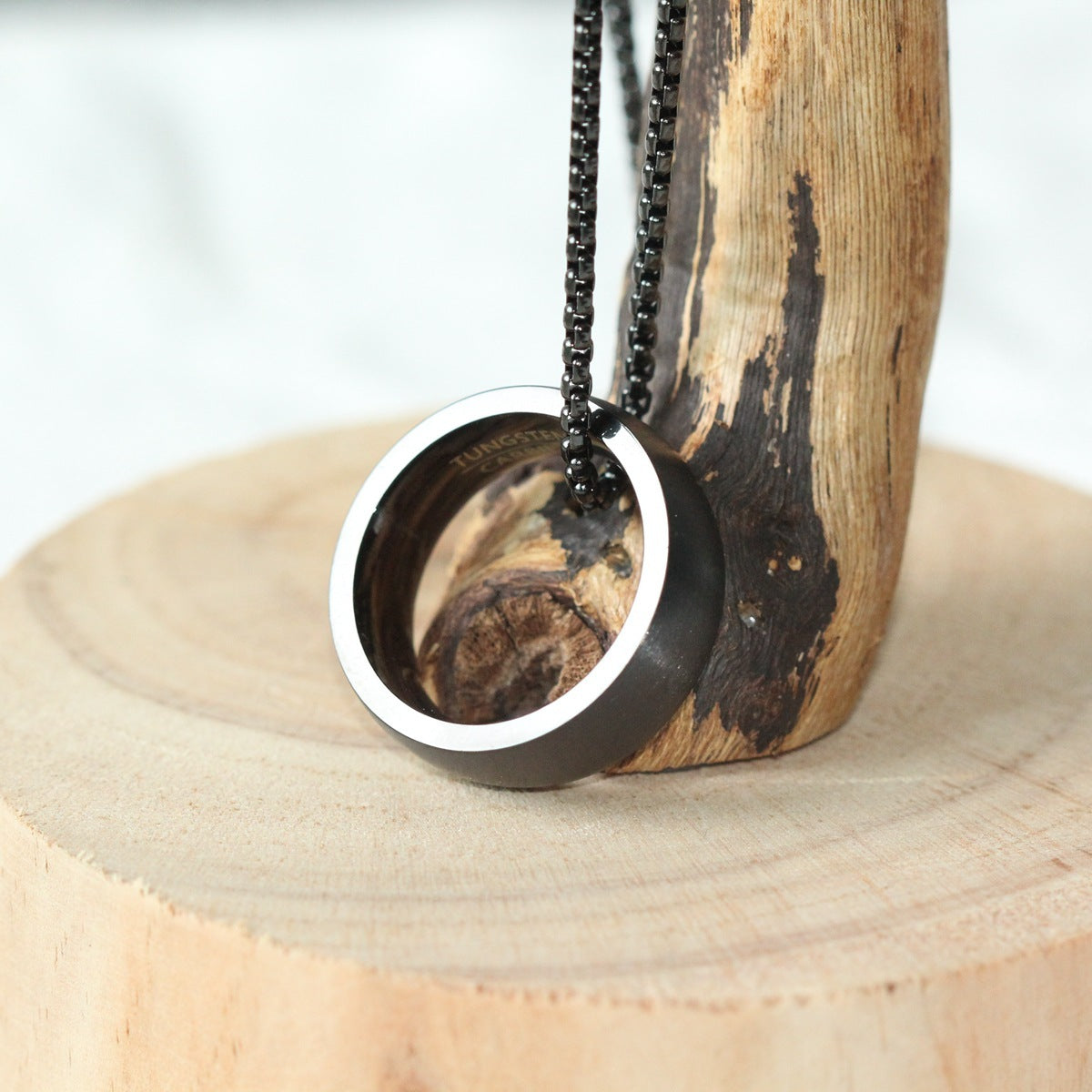 Men's Casual Versatile Pearl Chain Plain Circle Pendant Necklace