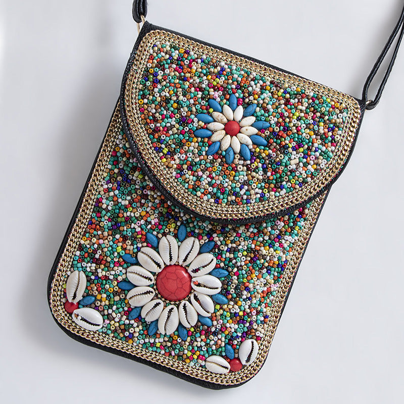 Bohemian Style Bead Satchel Shell Phone Bag
