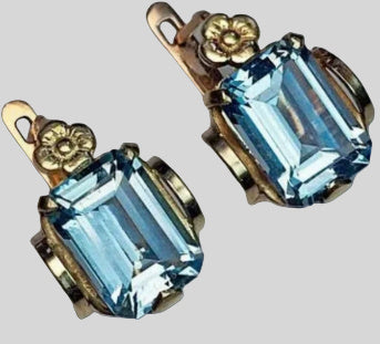 Square Rock Candy Earrings Navy Blue Topaz Stud Earrings