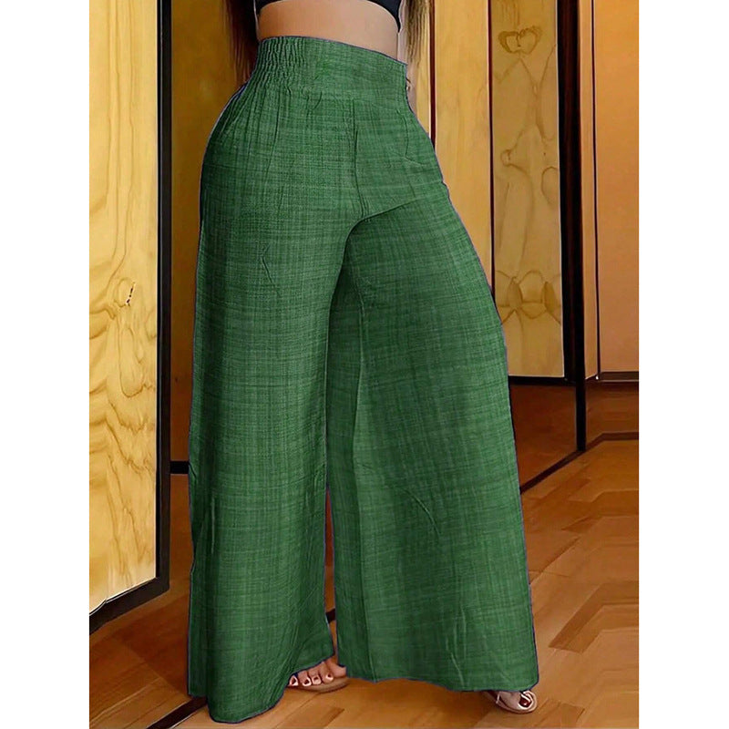 New Women's Solid Color High Waist Slimming Wide Leg Pants