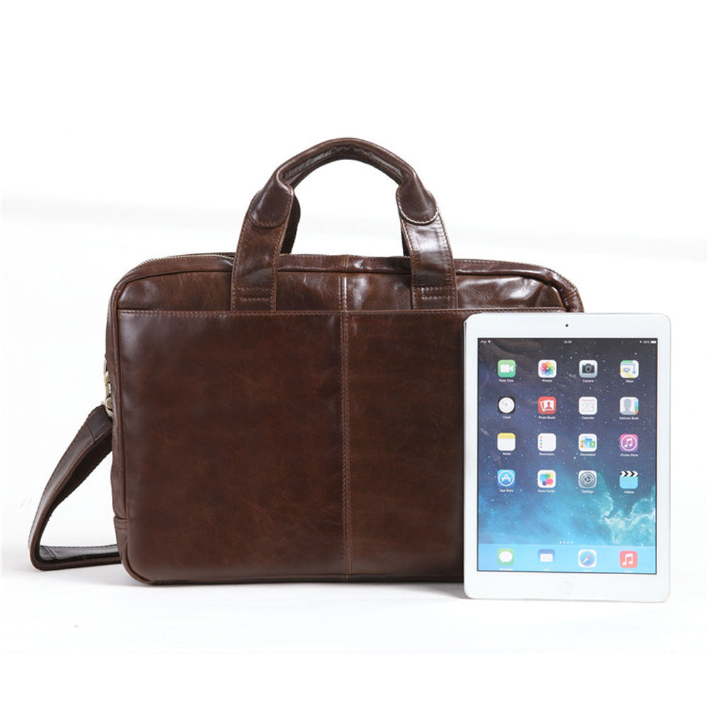 New Men's First Layer Cowhide Business Briefcase Computer