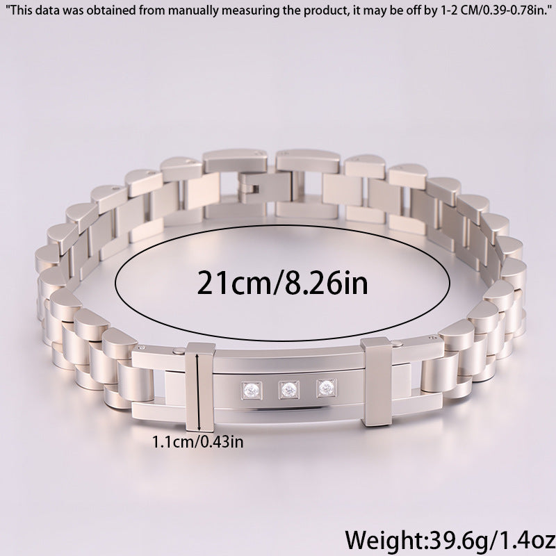 Women's Simple And Versatile Diamond Inlaid Curved Titanium Steel Bracelet