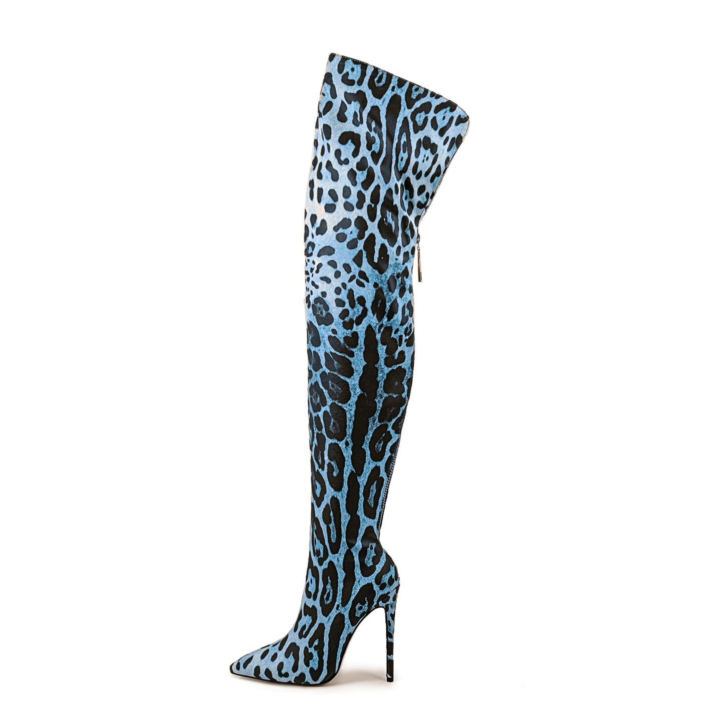 Pointed-toe Stiletto Leopard Print Stretch Thin Boots Nightclub Bar Pole Dance