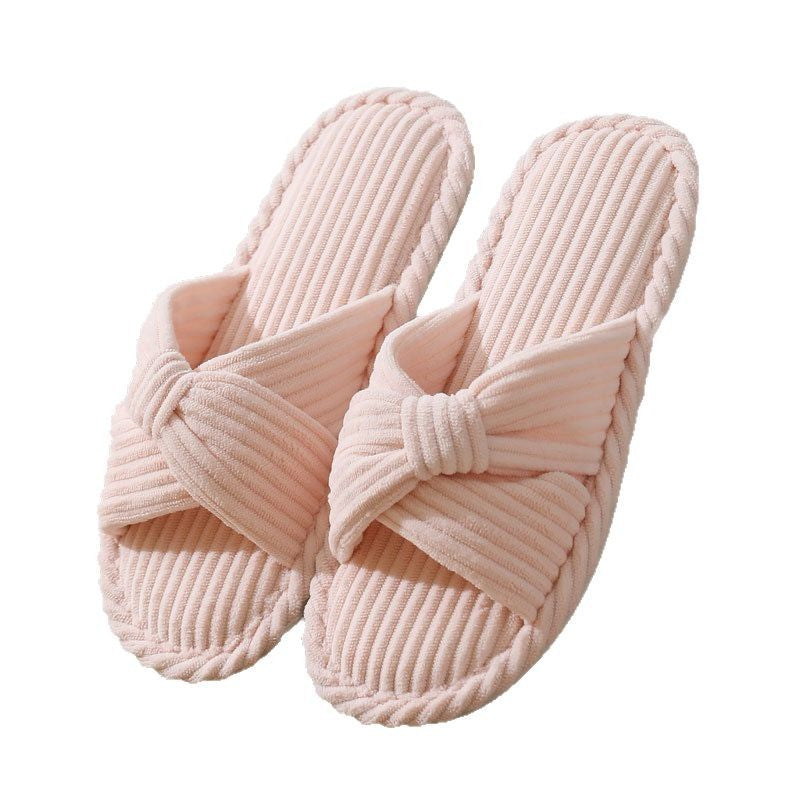 Corduroy Cross Cotton Slippers Home Warm Slippers