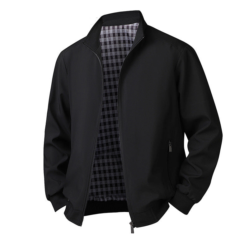 Plus Size Men's Spring Long Sleeve Stand-up Collar Jacket