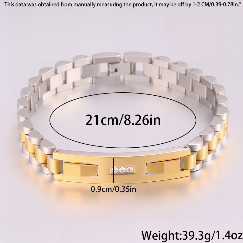 Women's Simple And Versatile Diamond Inlaid Curved Titanium Steel Bracelet