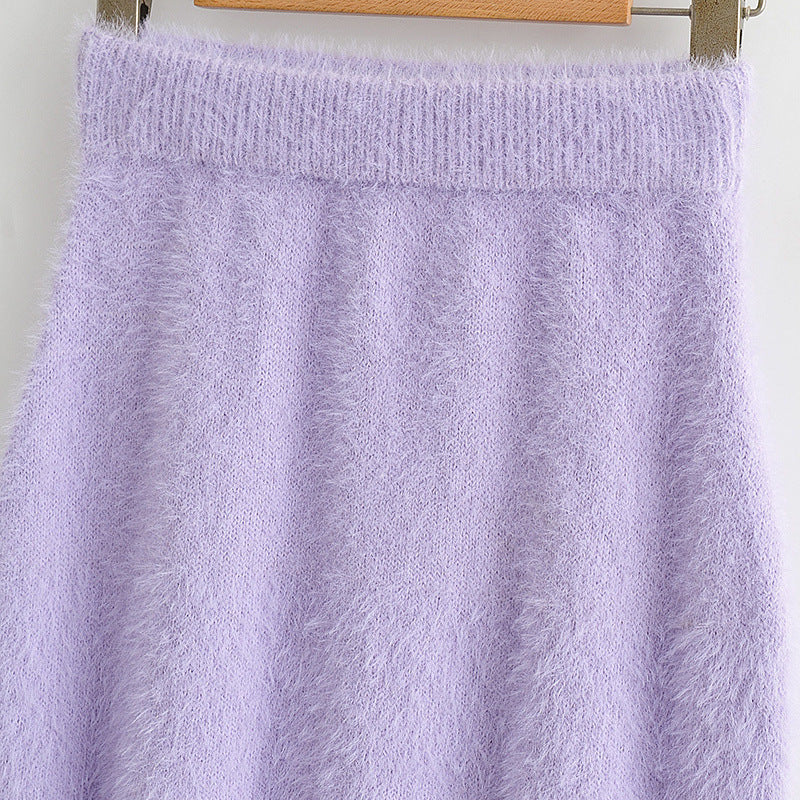 Mink-like Wool Skirt Women's Classic Style Knitted Skirt Hip Skirt