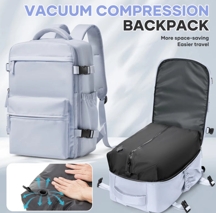 A Comfortable And Durable Backpack With A Vacuum Pump Compression Custom Logo Zipper Seal