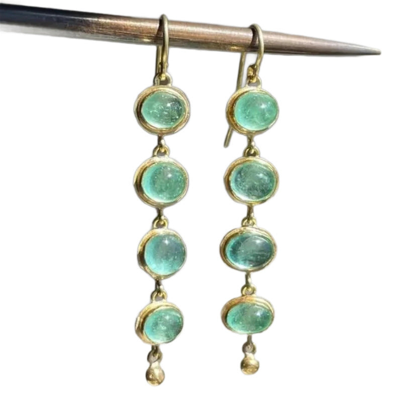 Fashion Geometric Trend Multi-layer Elegant Natural Stone Tassel Earrings