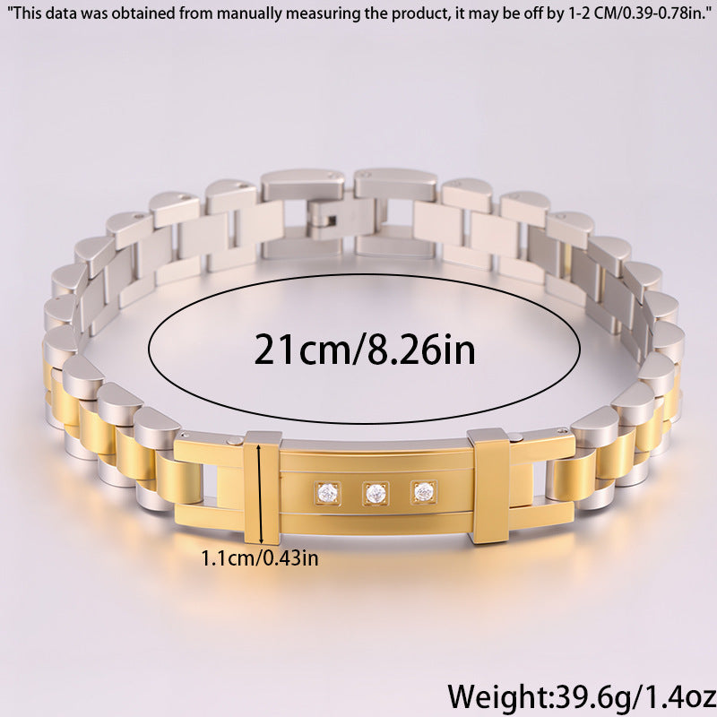 Women's Simple And Versatile Diamond Inlaid Curved Titanium Steel Bracelet