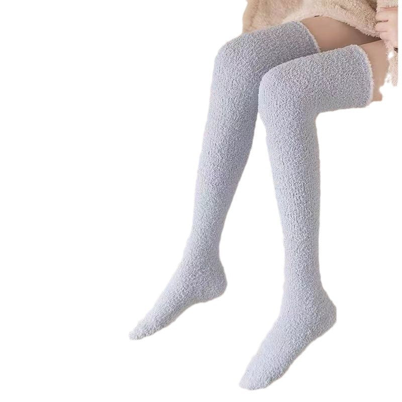 Coral Fleece Knee Socks Women's Autumn And Winter Warm Long Fleece-lined