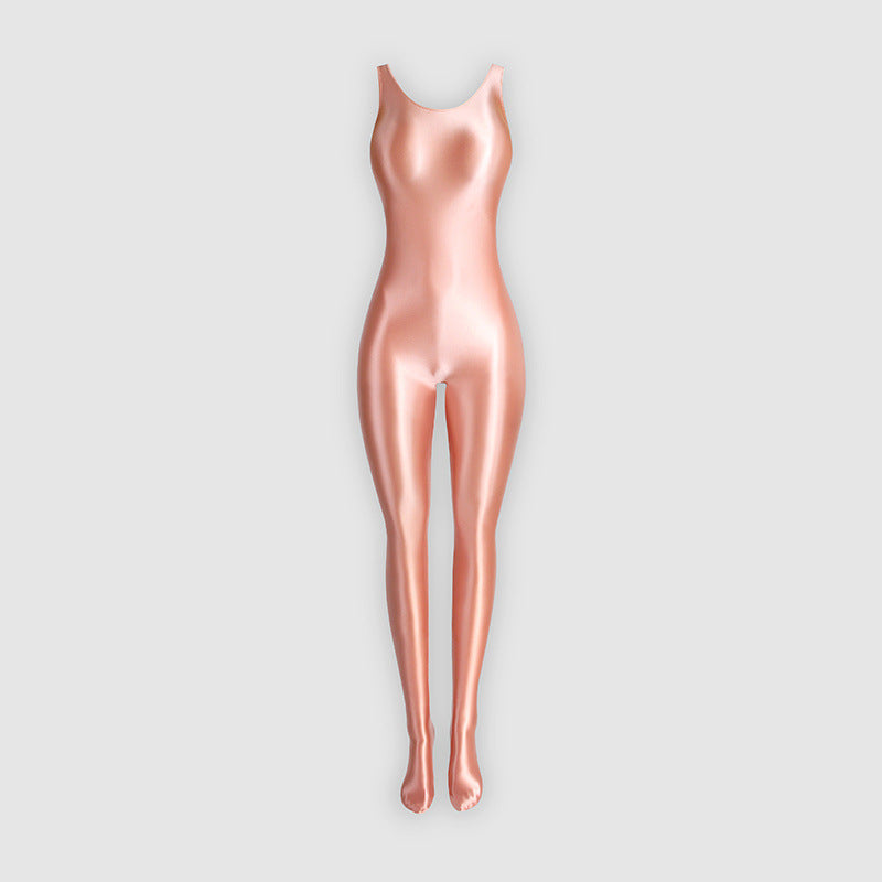 Personalized Stretch Glossy Tights Jumpsuit Women