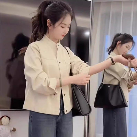 Casual Versatile Short Women's Loose Baseball Uniform Stand Collar Workwear Jacket Top