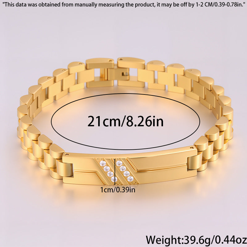 Women's Simple And Versatile Diamond Inlaid Curved Titanium Steel Bracelet