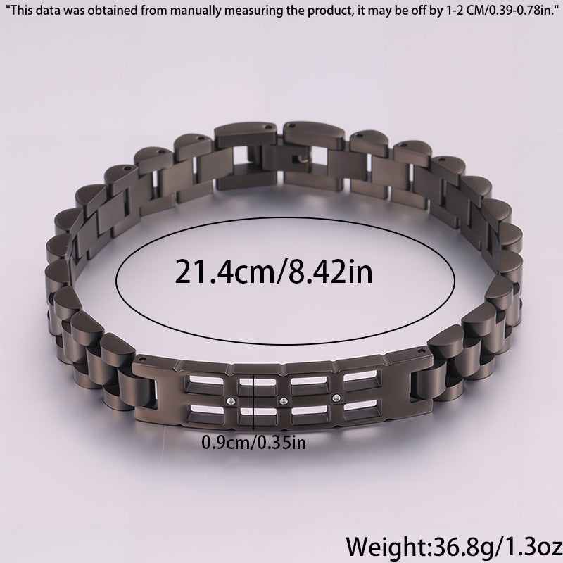 Women's Simple And Versatile Diamond Inlaid Curved Titanium Steel Bracelet