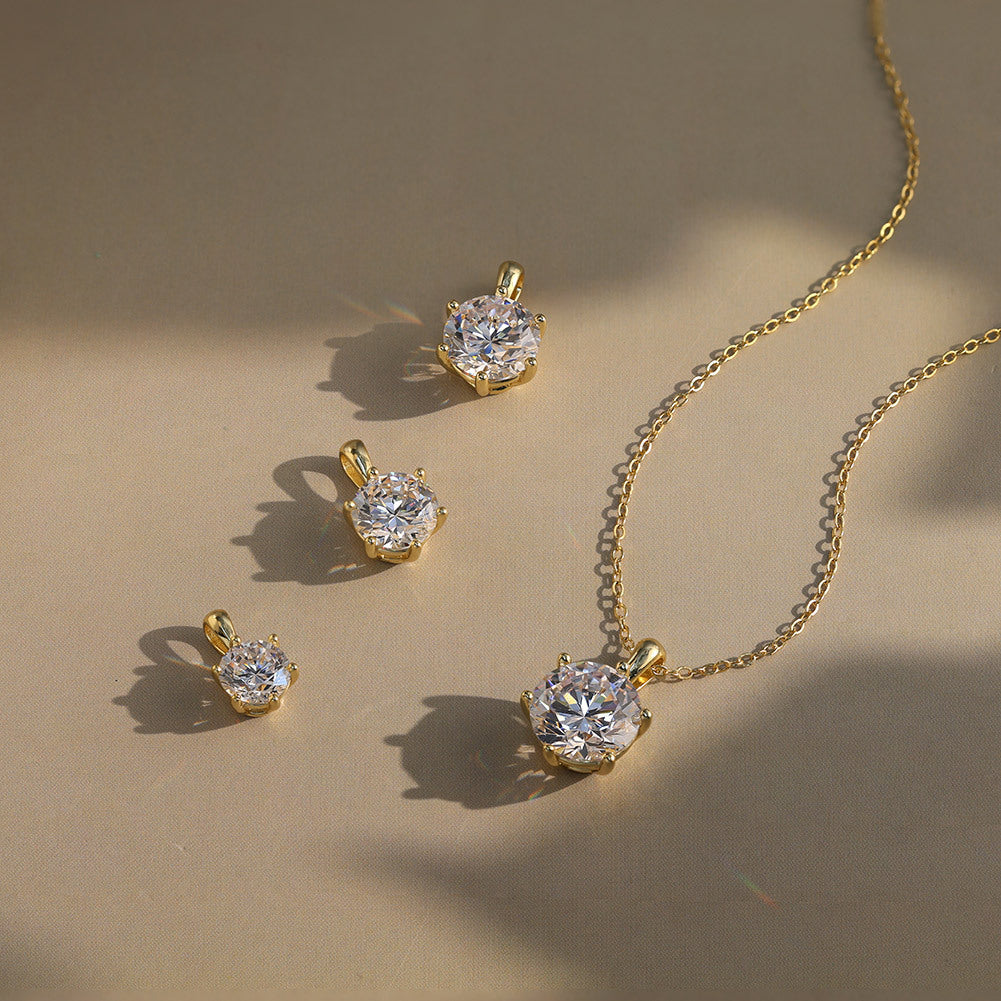 Classic Six-claw Simple Moissanite Pendant Silver Necklace