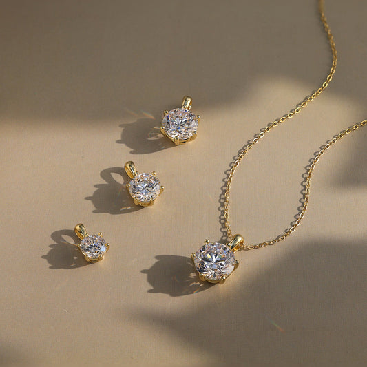 Classic Six-claw Simple Moissanite Pendant Silver Necklace