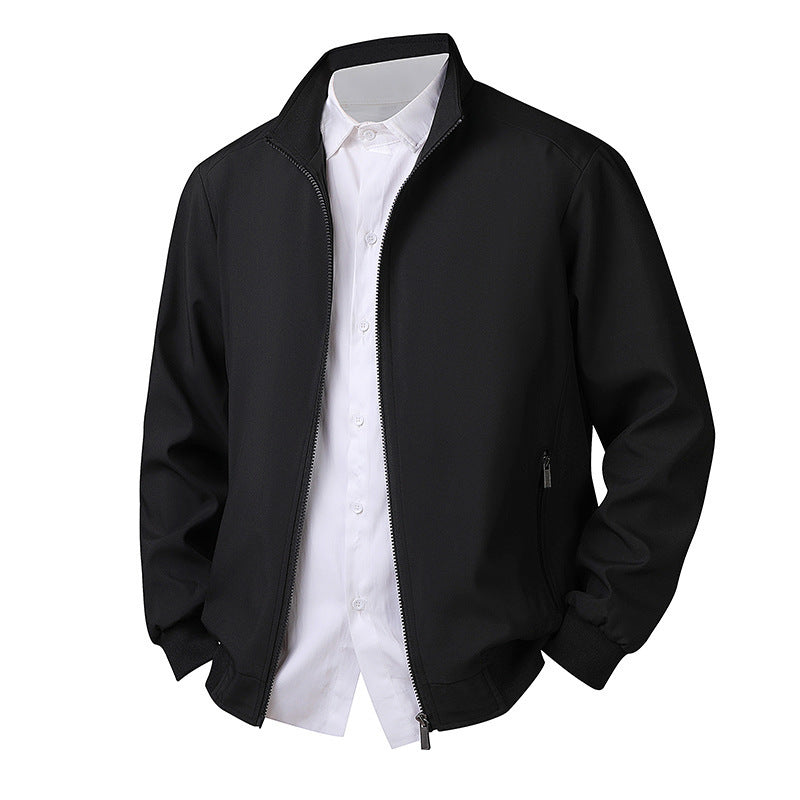 Plus Size Men's Spring Long Sleeve Stand-up Collar Jacket