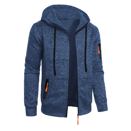 Men's Sports Fitness Casual Jacquard Sweater Hooded Coat
