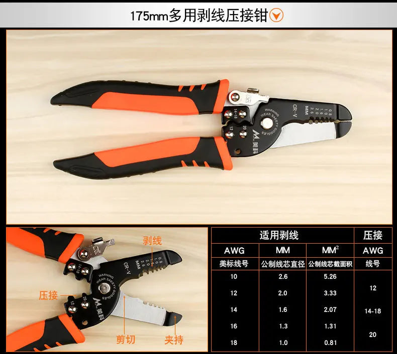 Stripper, wire pulling pliers, multifunctional electrician's manual stripper, home network cable stripper