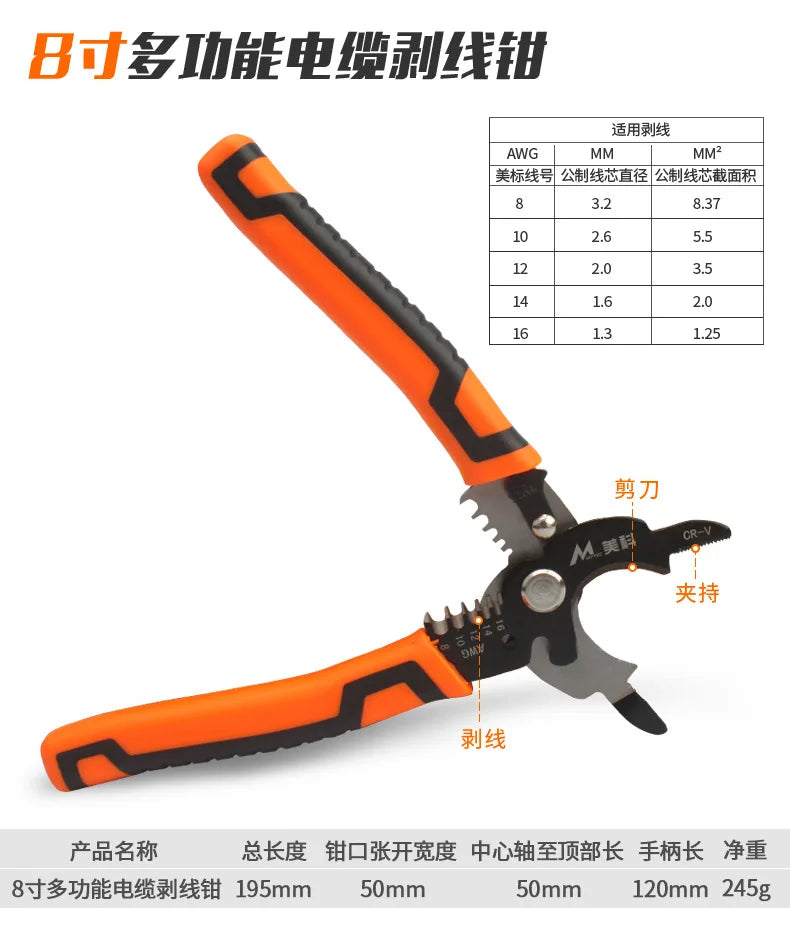 Stripper, wire pulling pliers, multifunctional electrician's manual stripper, home network cable stripper