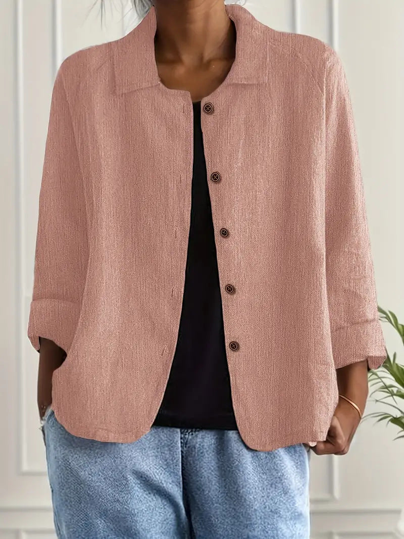 European And American Cotton And Linen Shirt Women's Casual Slimming Cardigan Coat