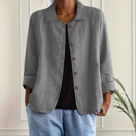 European And American Cotton And Linen Shirt Women's Casual Slimming Cardigan Coat