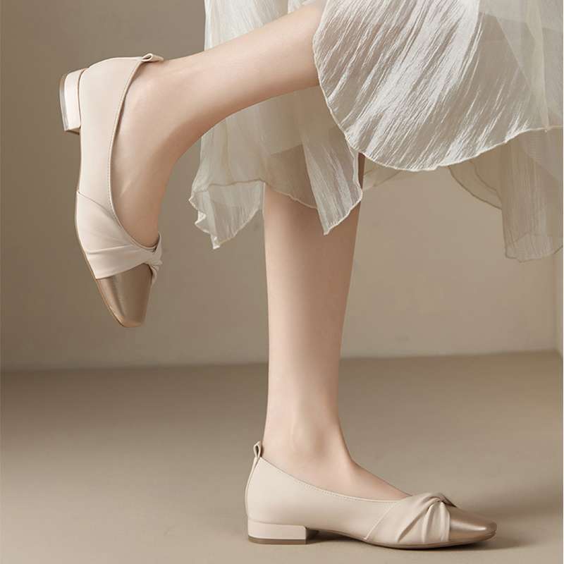 Low Heel Low-cut Pumps Spring Dress Soft Bottom Women's Gommino Kafuu French Mary Jane