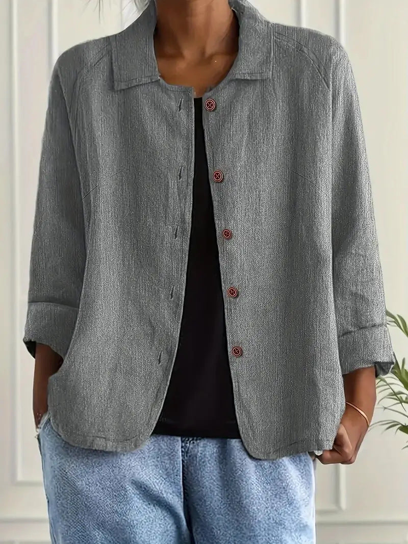 European And American Cotton And Linen Shirt Women's Casual Slimming Cardigan Coat