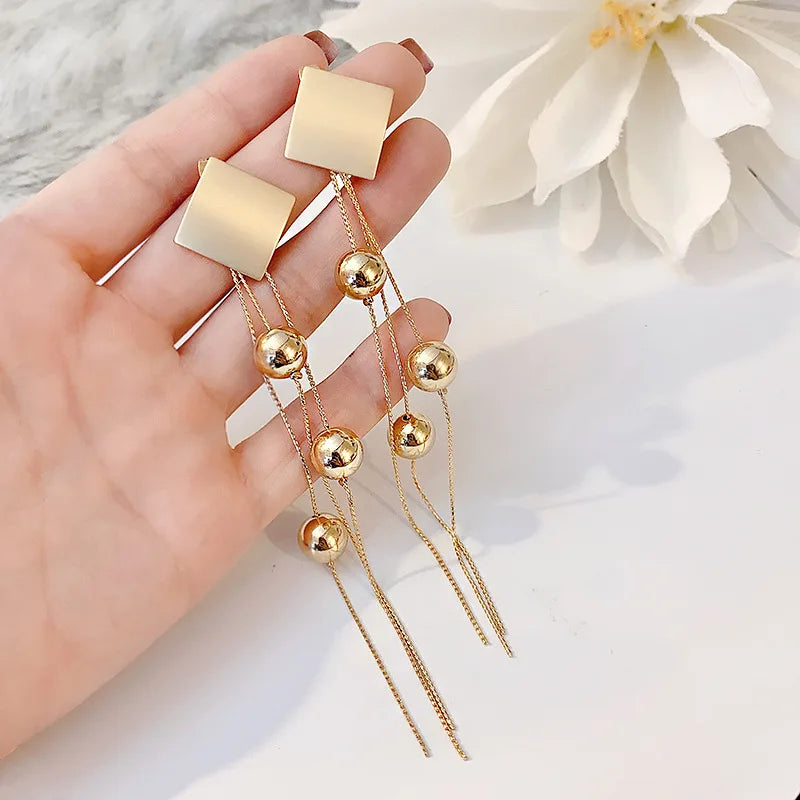 Long Tassel Dangle Earrings Explosive Personality Fashion All-match Female Gold Silver Needle Retro Heart Earjewelry Wholesale
