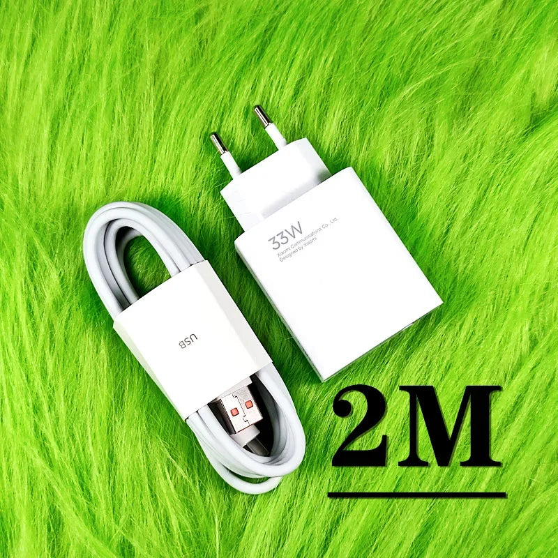 Original Xiaomi 33W Fast Charger EU Turbo Charge 2M 1.5M Type C Cable For Mi 10 9 10T Lite POCO X3 NFC Redmi K40 Note 9 10 Pro