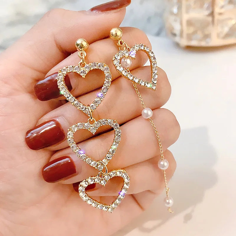Long Tassel Dangle Earrings Explosive Personality Fashion All-match Female Gold Silver Needle Retro Heart Earjewelry Wholesale