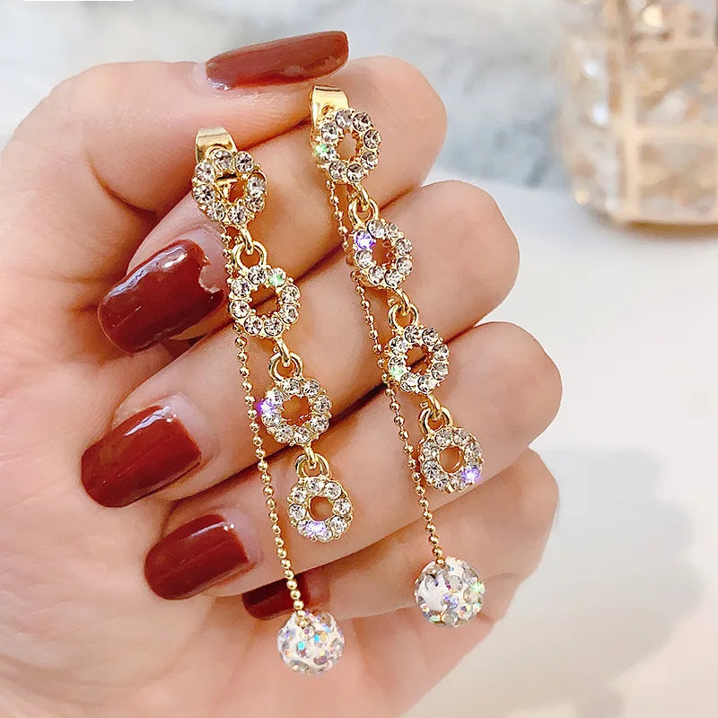 Long Tassel Dangle Earrings Explosive Personality Fashion All-match Female Gold Silver Needle Retro Heart Earjewelry Wholesale